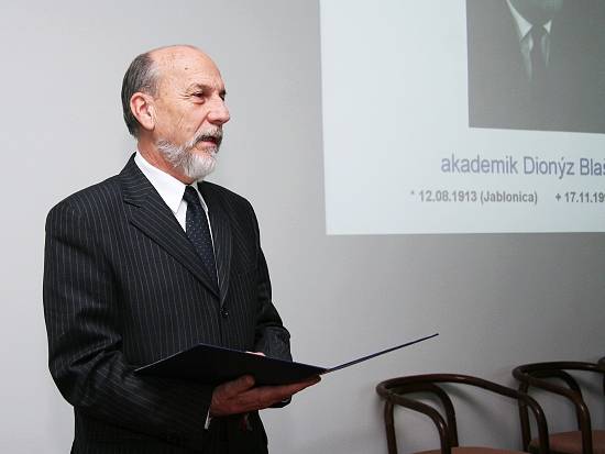 Prof. Fedor Čiampor pri spomienke na akademika Dionýza Blaškoviča...