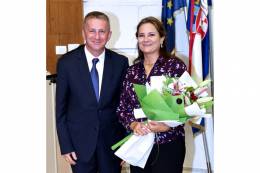 Enlarge photo - Dr. Željko Holjevac (Riaditeľ Inštitútu sociálnych vied Ivo Pilara v Záhrebe, Chorvátsko) a Tatiana Zachar Podolinská (Prezidentka GLS) (2. 9. 2026; Foto: M. Slavkova).