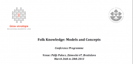 Pozvanie na konferenciu Folk Knowledge: Models and Concepts