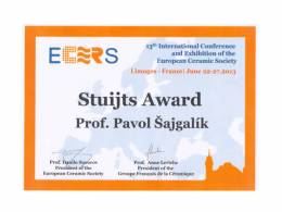 Stuijts Award pre prof. RNDr. Pavla Šajgalíka, DrSc.