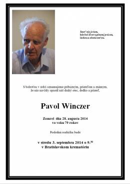 Odišiel emer. prof. Dr. Pavol Winczer, CSc.