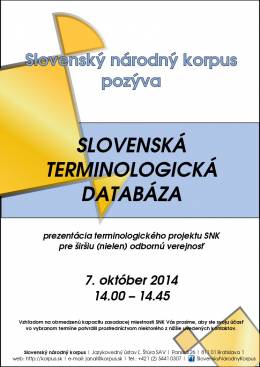 Pozvánka na prednášku Slovenská terminologická databáza