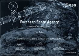 The European Space Agency rewards Ján Baláž