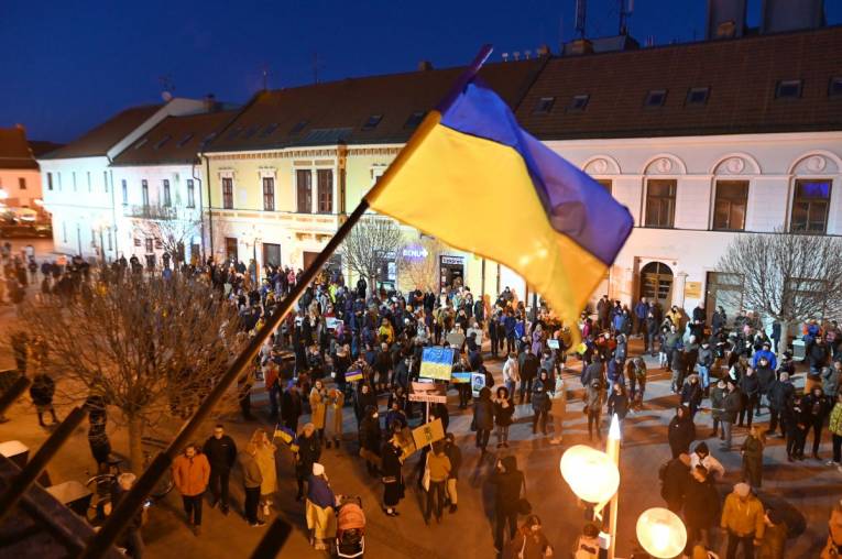 Protest proti ruskej invázii na Ukrajine v Trnave