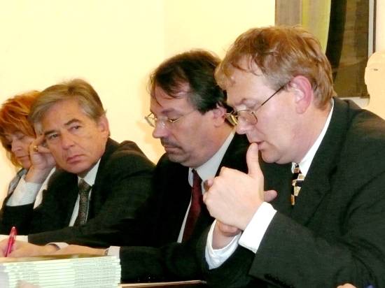 Adam Bžoch, Gilles Rouet, J. E. Henry Cuny a Libuša Vajdová (sprava doľava).